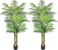 6ft Tall Triple Golden Cane Palm Artificial Tree Large Tropical Palm Tree UV Resistant Fake Plant in Pot for Indoor Outdoor Big House Living Room Outside Patio Office Home Decor (Set of 2)