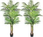 6ft Tall Triple Golden Cane Palm Artificial Tree Large Tropical Palm Tree UV Resistant Fake Plant in Pot for Indoor Outdoor Big House Living Room Outside Patio Office Home Decor (Set of 2)