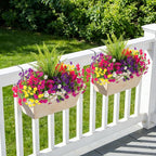 Artificial Flowers Fake Plants for Outdoors Decoration, 12 Bundles Silk Morning Glory with Boston Fern Realistic UV Resistant Faux Spring Flowers for Outside Planter Yard Patio Garden Home Indoor Urn
