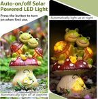 Solar Light Turtle Garden Statue, Turtle on Mushroom Figurine Lovely Tortoise Garden Statue with 5 LED Lights for Patio, Balcony, Yard, Housewarming, Gifts for Mom, Outdoor Lawn Decorations Mother Day