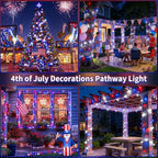 2 Pack 480 LED Solar String Lights for Outside, 170 FT Solar Powered Outdoor Waterproof Twinkle Lights, Solar Tree Light for 4th of July Indenpance Day USA 250th Anniversary Decor (Red White and Blue)