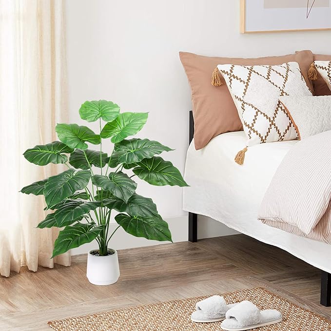 28'' Fake Plants Large Artificial Tropical Plants Indoor Tall Plant, with White Planter Ideal, for Home Living Rooms, Patios, Porches, Bathrooms, and Outdoor Decor