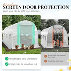 KING BIRD Premium 15x6.6x6.6FT Greenhouse for Outdoors, Large Walk-in Upgraded Galvanized Metal Frame, Mesh Door Screen Window Improved Zipper Tunnel Hoop for Garden Plant Winter, White