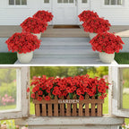 CEWOR 24 Bundles Artificial Flowers for Outdoor Indoor, Fake Silk Daisy with Eucalyptus Leaves, Faux Flower for Valentine's Day Decor Garden Front Door Porch Planter Patio Home Decor (Red)