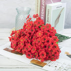 Ouddy Decor 12 Bundles Artificial Flowers for Decorations Fake Silk Plants for Outdoor Indoor UV Resistant Faux Plastic Greenery Stems for Window Box Garden Porch Home Spring Decoration, Red