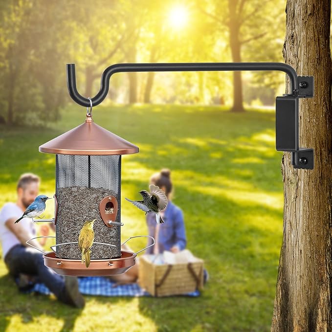 AILIN YELOKIE 12" 360° Swivel Plant Hanger - Heavy Duty Solid Steel Wall Hook, 12-Directional Adjustable for Bird Feeders, Outdoor/Indoor Plants, Garden & Patio