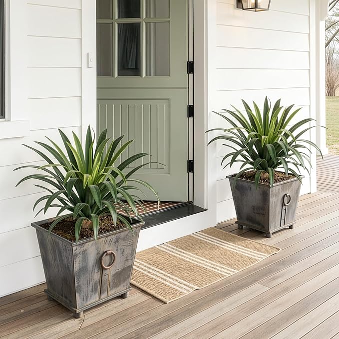 Artificial Agave Plant 19.68Inch UV Resistant Faux Agave Plant Outdoor Large Fake Plants Indoor Realistic Artificial Plants Without Pot for Outdoor Patio Garden Indoor Home Decor (2 Packs)