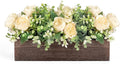 Dahey Centerpiece Table Decorations for Dining Room Farmhouse Table Centerpieces Decor Wood Tray with 3 Artificial Flowers and 2 Eucalyptus for Living Room Kitchen Table, 14.1" x 4.7" x 3.1"
