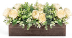 Dahey Centerpiece Table Decorations for Dining Room Farmhouse Table Centerpieces Decor Wood Tray with 3 Artificial Flowers and 2 Eucalyptus for Living Room Kitchen Table, 14.1" x 4.7" x 3.1"