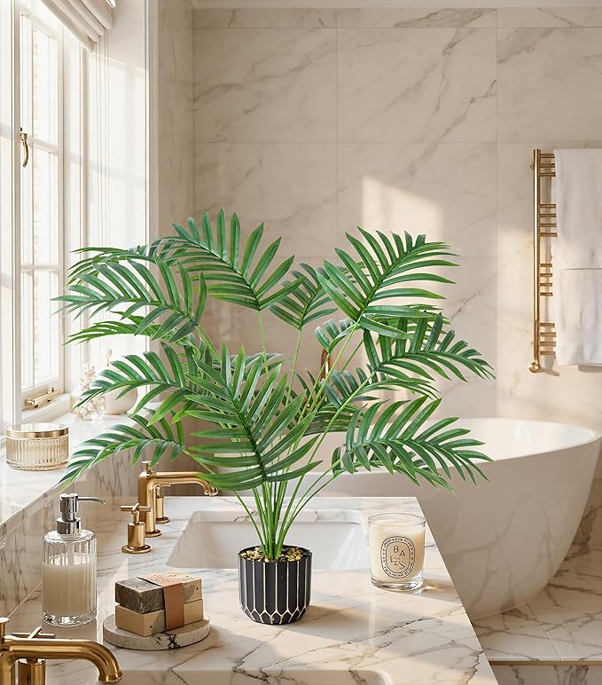 28" Artificial Areca Palm Plant Tall Fake Faux Plants Indoor Outdoor Tree for Living Room Home House Decoration