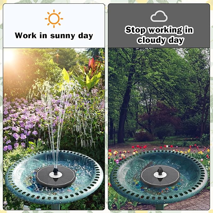 Yzert Solar Fountain Glass White Flower, 3.5W Bird Bath Fountains Solar Power No Battery with 4 Fixed Rods & 7 Nozzles, Solar Fountain Pump for Bird Bath, Garden, Outdoor, Pond, Pool,Hummingbird