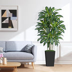 5FT Artificial Dracaena Tree - High-Density Foliage Fake Plant with Black Tall Planter - Faux Yucca Floor Plant for Home Office Decor Indoor