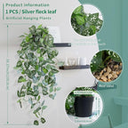 LOYWREE 3 Pack 39-in Long Fake Hanging Plant with Pot Faux Pothos Artificial Potted Plants Small Faux Ivy Vine Plant for Indoor Outdoor Aesthetic Office Living Room Shelf Decor (Black Pot)