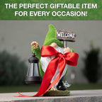 Garden Gnomes Outdoor with LED Solar Light - 11’’ Spring Season Gnome - Funny Decorations, Ornaments - Home, Yard, Patio, Solar Lantern Garden Statues - Housewarming, Birthday