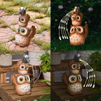 Solar Garden Statues Outdoor Decor, Watering Owl Statue Garden Decor, Resin Yard Decorations Outdoor for Patio, Porch, Balcony, Lawn Ornaments, House Warming Birthday Gifts for Mom Women Grandma
