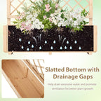 Giantex Raised Garden Bed with Trellis, Drainage Hole, Wood Elevated Planter Box for Climbing Vine Flower Herb Vegetable Fruit, Planting Container for Indoor Outdoor Patio Balcony (39”x14”x40”)