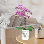 Orchid Pots with Holes 4 Inch, Ceramic Orchid Pot for Repotting with Saucers,More Ventilation Hole Easy Breathing, Plant Pot for Repotting Orchids and Other Flowers - Indoor/Outdoor