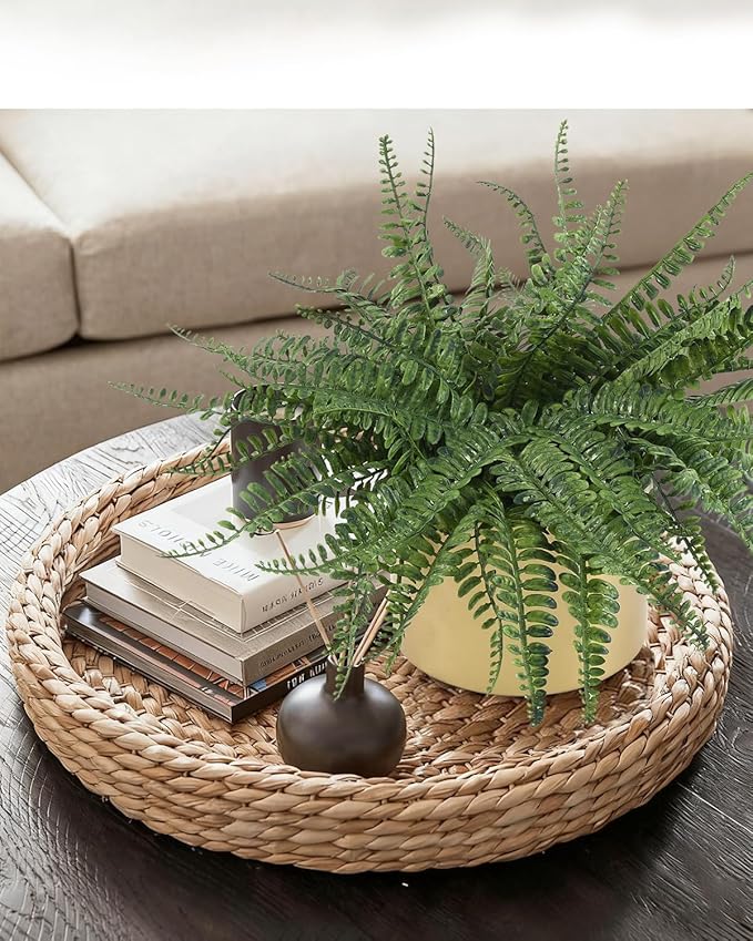 Coferset Small Fake Plant Fern Potted Artificial Plants Fake Fern for Shelf Home Bathroom Office Decor(Gold Mental Pot)