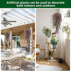RECUTMS 2Pcs Artificial Hanging Flower Greenery Plants Faux Greenery Artificial Plants for Outdoors Hanging Basket Plastic Home Garden Wedding Party Decorations(Fuchsia)