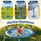 VIVOHOME Bird Bath for Outside, Polyresin Pedestal Bird Baths for Outdoor, Garden, 28 Inch Height Weather-Resistant Birdbaths with 20" Bowl, Blue