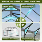 8X10 FT Outdoor Greenhouse with Hygrometer, Polycarbonate Walk-in Green House for Outside, Reinforced Aluminum Frame Greenhouses, Heavy Duty Garden, Patio, Backyard Flower Planting