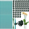 30 Pcs Plant Support Stakes Kit 15 Inch Bamboo Plant Stakes with 50 Pieces Orchid Clips Plastic Garden Plants Clips, 30 Pcs Metallic Twist Ties for Garden Supporting Stems Vines Stalks Grow Upright