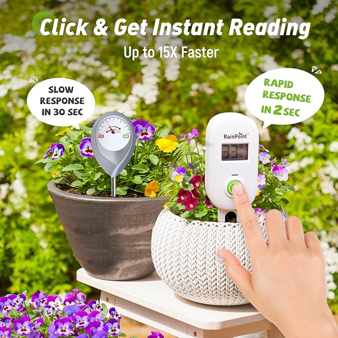 RAINPOINT WiFi Solar Auto Watering System with Two Smart Digital Soil Sensors for House Potted Plants