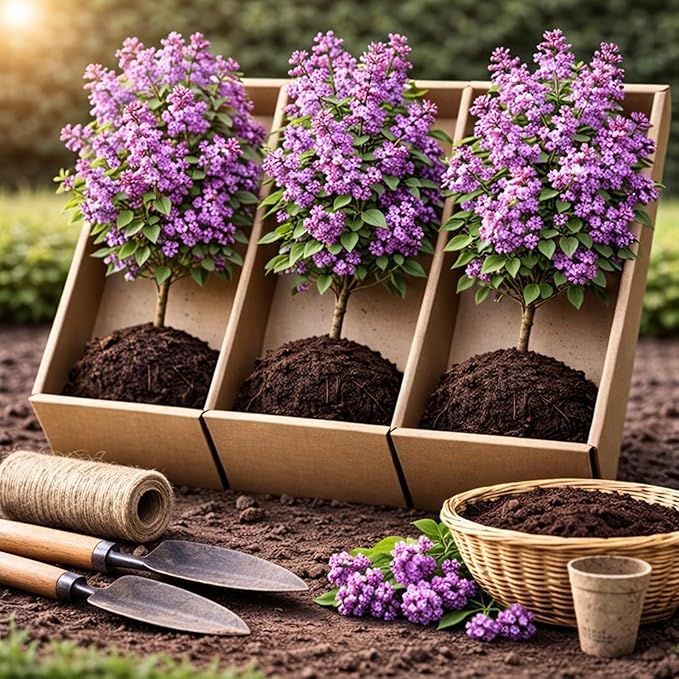 3 Purple Lilac Plants for Growing - Common Lilac, Fragrant and Beautiful Flowers - Syringa vulgaris (3 Seedlings)