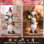 twinbling Garden Gnome Statue with Solar Lights Garden Sculptures Funny Triple Gnome Outdoor Patio Lawn Yard Balcony Home Decor Birthday Gift for Mom Woman Grandma 12 in Summer Gnomes
