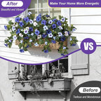 Ammyoo Artificial Fake Petunia Flowers for Outdoor Decoration, 2PCS Faux Silk Petunias Flower for Spring UV Resistant No Fade Realistic Plants for Garden Balcony Yard Porch Indoor Decor(Blue White)