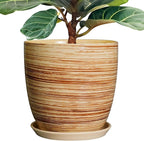 12 Inch Planter Pot Ceramic Plant Pots for Plants with Drainage Hole and Saucer Large Flower Pot for Home Patio Garden Office Yellow
