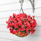 Artificial Flowers for Outdoors Outside Spring Summer Decor, 4 Bundles Silk Bougainvillea Fake Plants Faux Outdoor Flowers for Planters UV Resistant Realistic for Porch Window Garden Home, RedHotpink