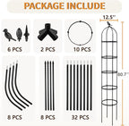 2 Pack Garden Obelisk Trellis for Climbing Plants Outdoor, 6.7FT Adjustable Metal Plant Support with 3 Decorative Tops, Black Rustproof Trellis for Roses, Tomatoes, Clematis & Vines