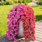 ATTGREAT Artificial Bougainvillea for Outdoors Faux Plants UV Resistant Flowers Fake Plastic Plants Realistic Silk Flowers for Porch Planter Garden Hanging Decoration, 2Pcs(Purple Red & Rose Red)
