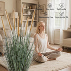 FloraFairy 4ft Onion Grass, Artificial Plant and Greenery, 48in Faux Horsetail Reed Grass with 10 Feathery Flower Heads, Potted Fake Floor Plants for Indoor Outdoor, House Decorative