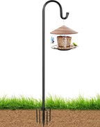 XDW-GIFTS Bird Feeder Pole for Outdoor, 60 Inch Shepherds Hooks Heavy Duty Garden Pole for Hanging Plant Basket, Solar Light Lanterns, Garden Plant Hanger Stands with 5 Base Prongs