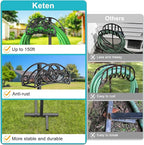 Keten Garden Hose Holder, Detachable Metal Water Hose Holder Stand, Heavy Duty Freestanding Garden Hose Reel Rack and Hose Storage Organizer for Outside Yard