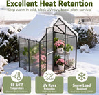 6x4 FT Polycarbonate Greenhouse with Hygrometer, Easy Setup Small Greenhouse for Outdoors Plant Gardening, Heavy Duty Green House Outside with Aluminum Frame Lockable Door & Vented Roof Window