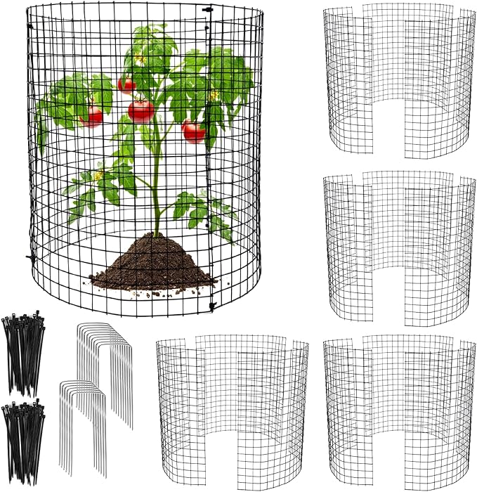 15 PCS Round Plant Protector from Animals, 5 Pack 12'' x 12'' Metal Plant Cages， Metal Mesh to Keep Animals Out, Garden Protection Bunny Barricades, Wire Plant Protectors for Rabbits Chicken Duck