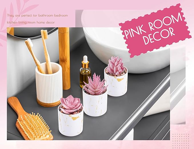 Der Rose 6 Pack Fake Plants Succulents Plants Artificial for Bathroom Home Office Desk Accessories for Women