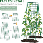 2 Pack Cucumber Trellis, 59" High Foldable A-Frame Garden Trellis for Raised Bed Garden Grow Support with Plant Support Clips Ties for Cucumber,Tomato, Climbing Plants and Flowers