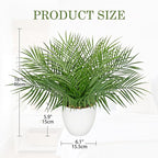 Briful Artificial Palm Plant in White Pot, 18” Faux Tropical Tabletop Plant with 14 Realistic Leaves, Small Potted Palm Tree for Farmhouse, Coffee Table, Entryway, Bathroom, Shelf & Living Room Decor