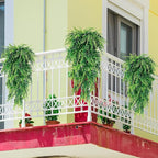 Sggvecsy 8 Pack Artificial Hanging Plants Fake Hanging Plant Faux Hanging Boston Ferns Fake Ivy Vines Greenery UV Resistant Plastic Plants for Indoor Outdoor Room Wall Wedding Patio Porch Decor