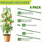 6 Pack 48 Inch Tomato Cages for Garden, Triangle Metal Plant Support with Rust-Resistant Coating, Heavy Duty Tomato Trellis for Raised Bed, Pots, Cucumbers, Peppers & Climbing Plants