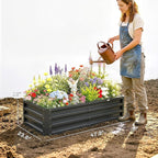 Outsunny Galvanized Raised Garden Bed, 4' x 2' x 1' Metal Planter Box, for Growing Vegetables, Flowers, Herbs, Succulents, Gray