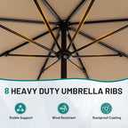AreShark 9 FT Patio Umbrella for Outdoor, Outdoor Table Umbrella with Push Button Tilt and Crank, Outdoor Patio Umbrellas with 8 Sturdy Ribs for Market, Garden, Pool (Beige)