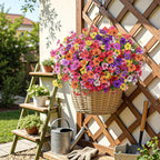Alupssuc 48 Bundles Artificial Flowers for Outdoors Decoration, UV Resistant Silk Faux Floral Spring Fake Plastic Plants Greenery for Outside Indoor Patio Porch Window Box Home Decor(Upgrade 8 Colors)