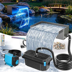 POPOSOAP 12INCH Pond Waterfall Spillway with Multi-Stage Pond Filter & RGB LED Lights APP/Remote Control, 40W 660GPH Pump with 9.8FT Tubing for Garden Ponds, Aquariums, Outdoor Landscapes-P7331D