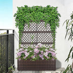 52’’ H Garden Planter Box with Trellis Outdoor for Vine Climbing Plants, Flowers Handwoven Rattan Garden Bed with Removable Liners for Backyard Patio Balcony