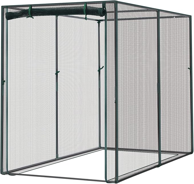 Ohuhu Crop Cages for Garden Plant:6.6x3.9x5.3 Ft Plant Protection Tent with Zippered Door, Raised Bed Cover, Garden Bed Cover with Frame, Wind-Resistant Plant Cages for Outdoor Plants